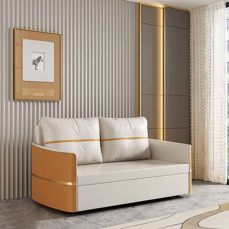 Faux Leather Convertible Sofa Bed with Pillows Seating with Storage