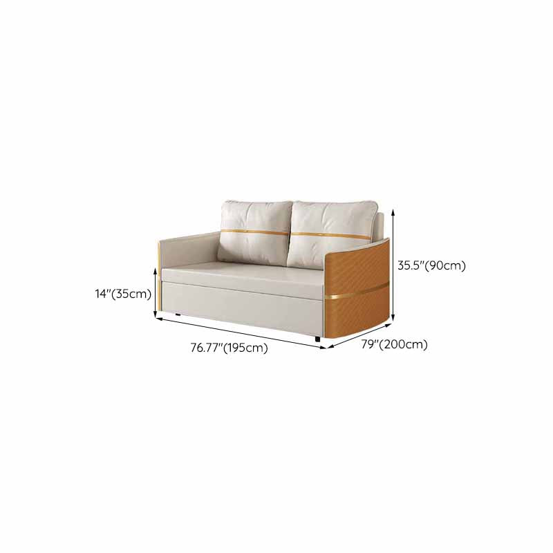 Faux Leather Convertible Sofa Bed with Pillows Seating with Storage