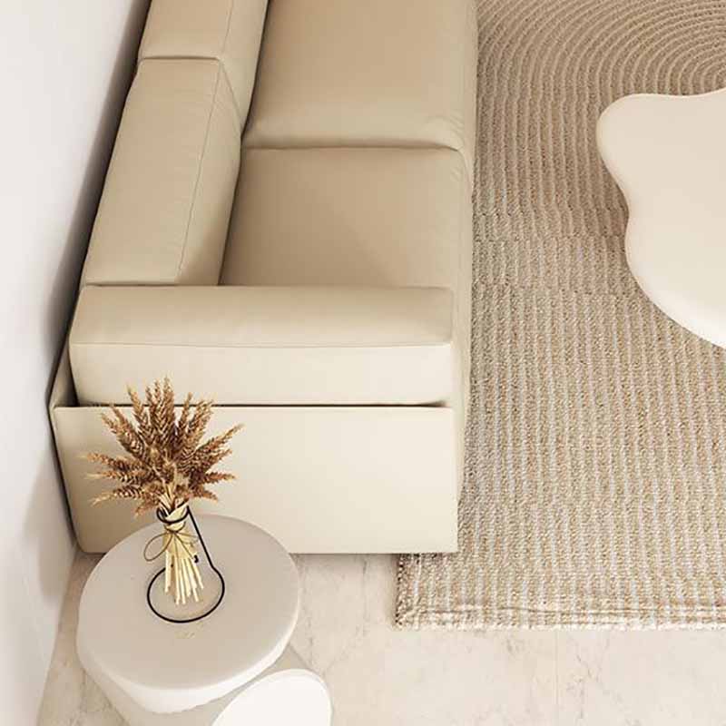 Faux Leather Square Arm Sofa Stain Resistant No Distressing Solid Color Sofa