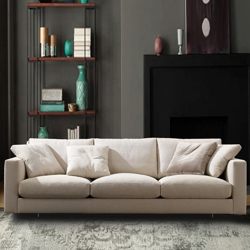Standard Square Arm Sofa with Pillows Seating in Beige for Apartment