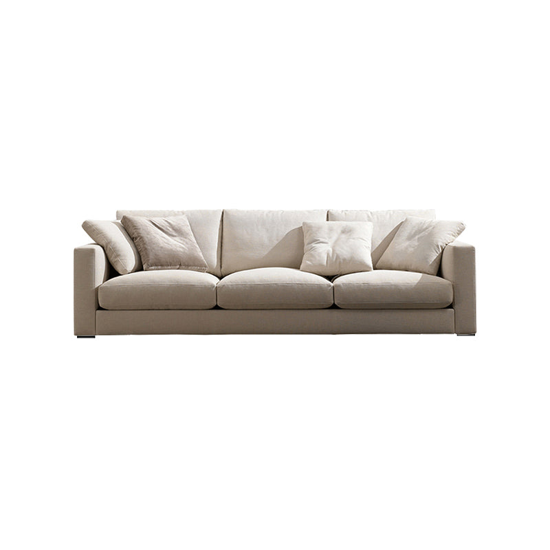 Standard Square Arm Sofa with Pillows Seating in Beige for Apartment