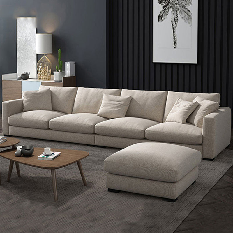 Standard Square Arm Sofa with Pillows Seating in Beige for Apartment