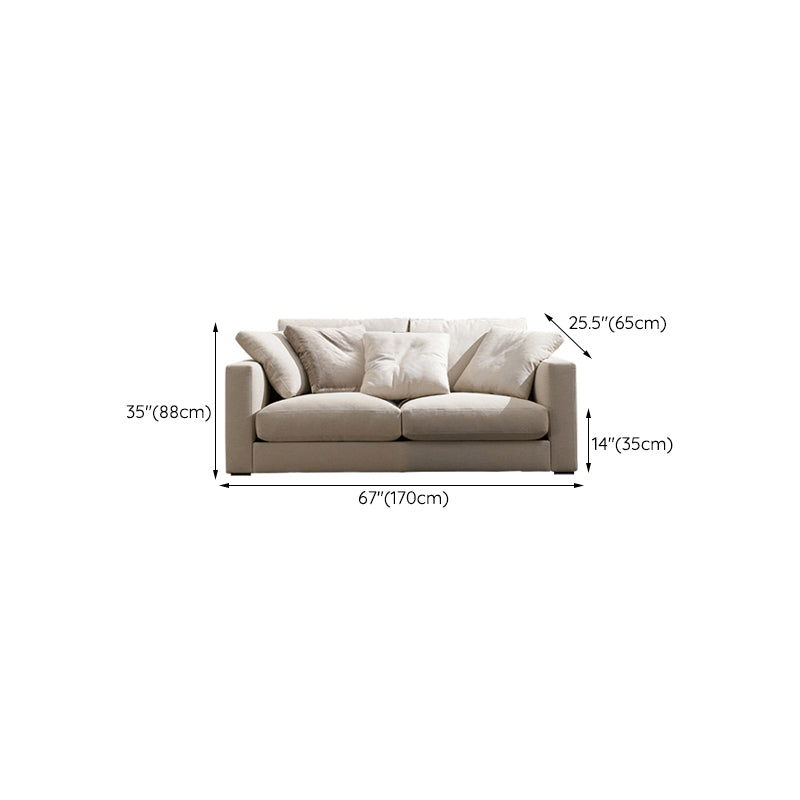 Standard Square Arm Sofa with Pillows Seating in Beige for Apartment