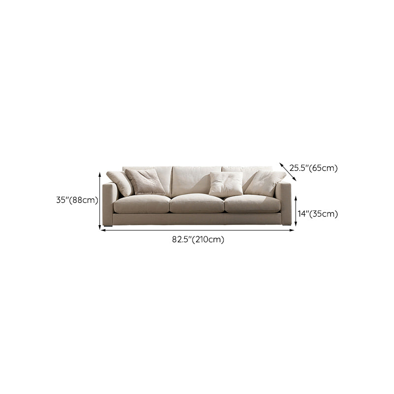 Standard Square Arm Sofa with Pillows Seating in Beige for Apartment