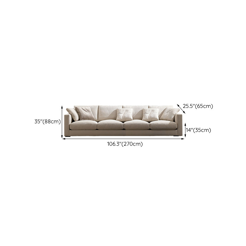 Standard Square Arm Sofa with Pillows Seating in Beige for Apartment
