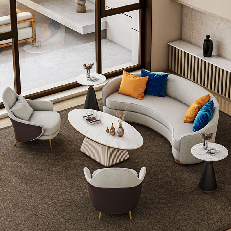 Tuxedo Arm Sofa Linen and Faux Leather Seating for Bonus Room
