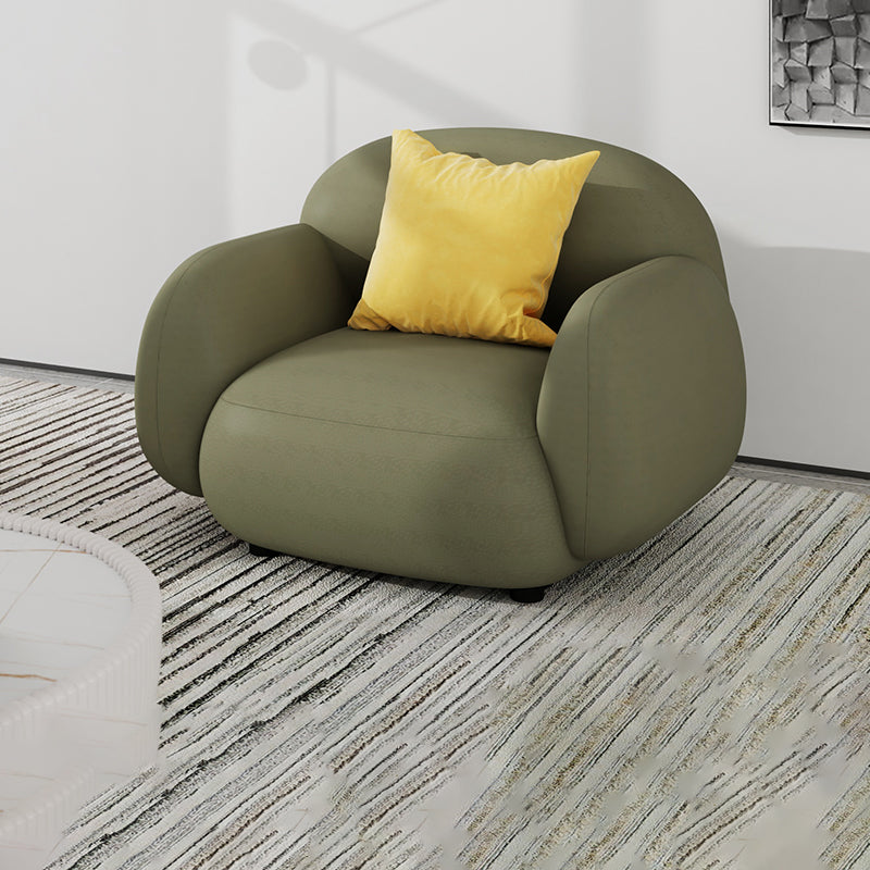 Contemporary Square Arm Sofa with Pillows Seating in Green and Beige