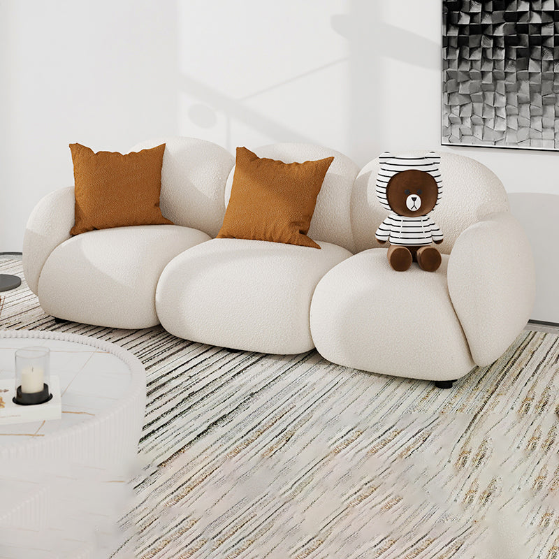 Contemporary Square Arm Sofa with Pillows Seating in Green and Beige