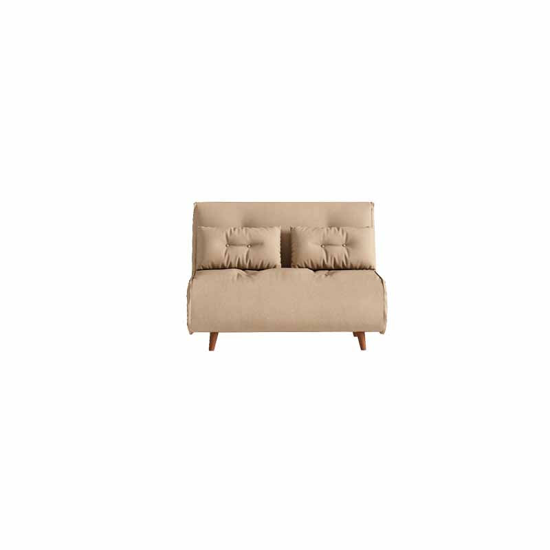 Armless Contemporary Sofa with Pillows Seating in Forest Green and Beige