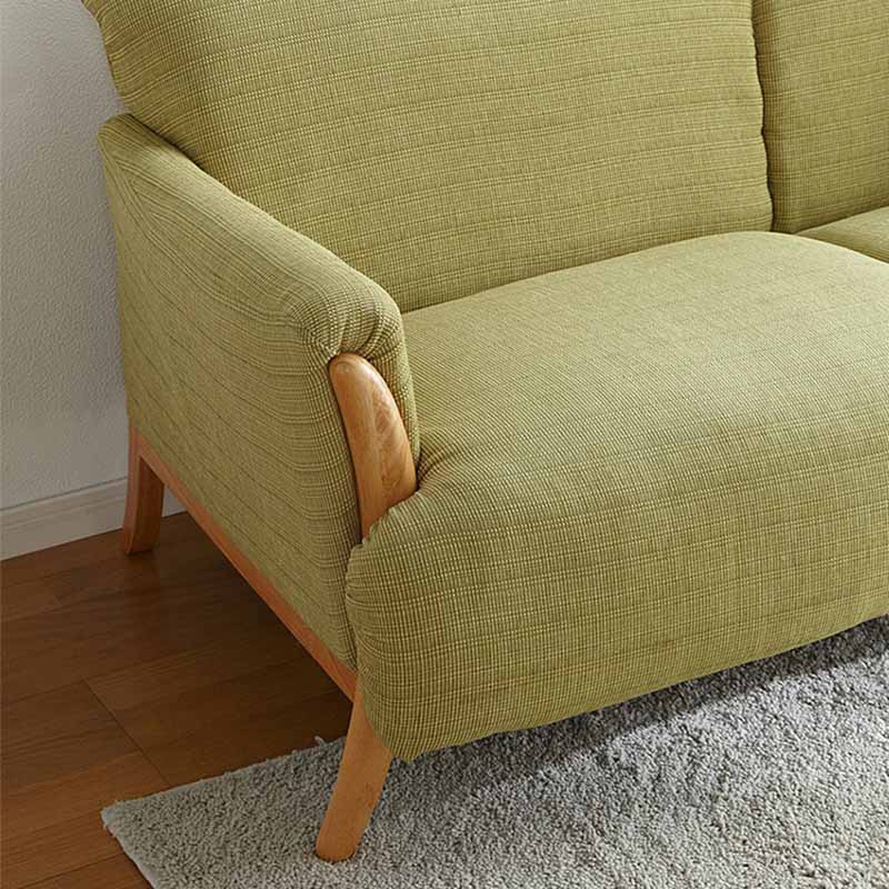 Modern Stationary Settee Solid Color Recessed Arm Sofa for Living Room