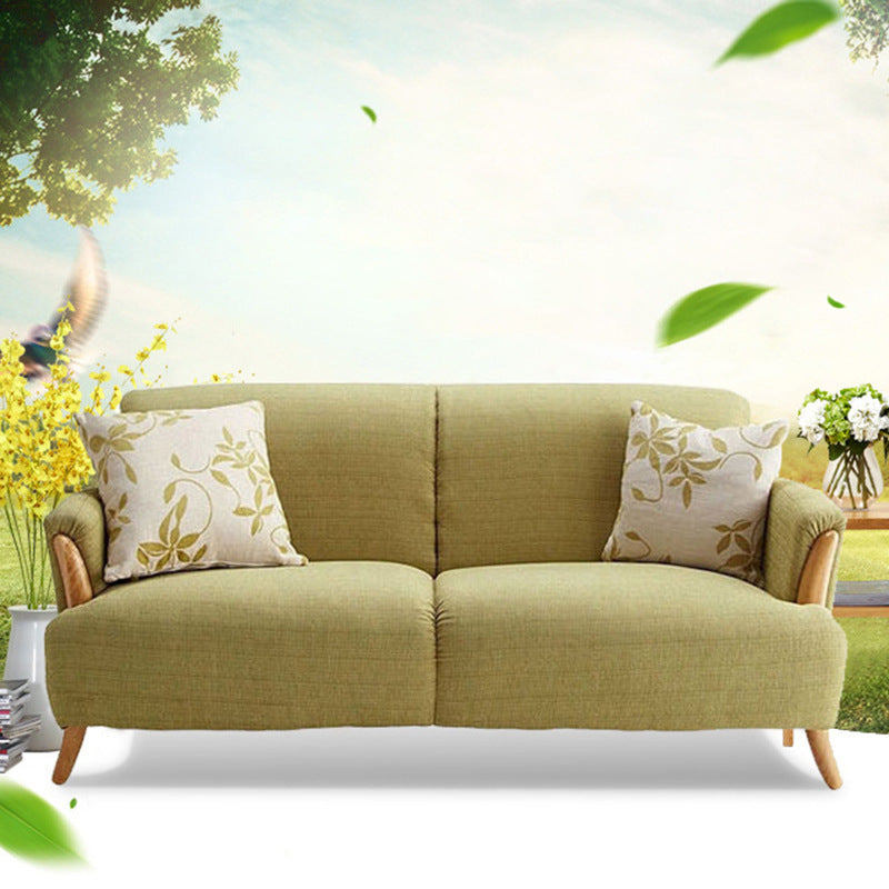 Modern Stationary Settee Solid Color Recessed Arm Sofa for Living Room