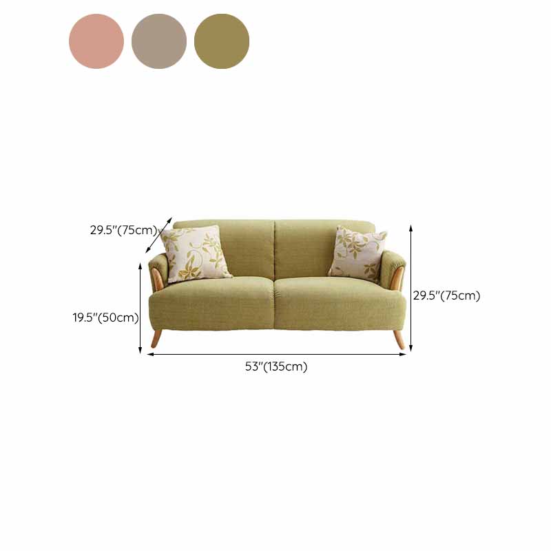 Modern Stationary Settee Solid Color Recessed Arm Sofa for Living Room