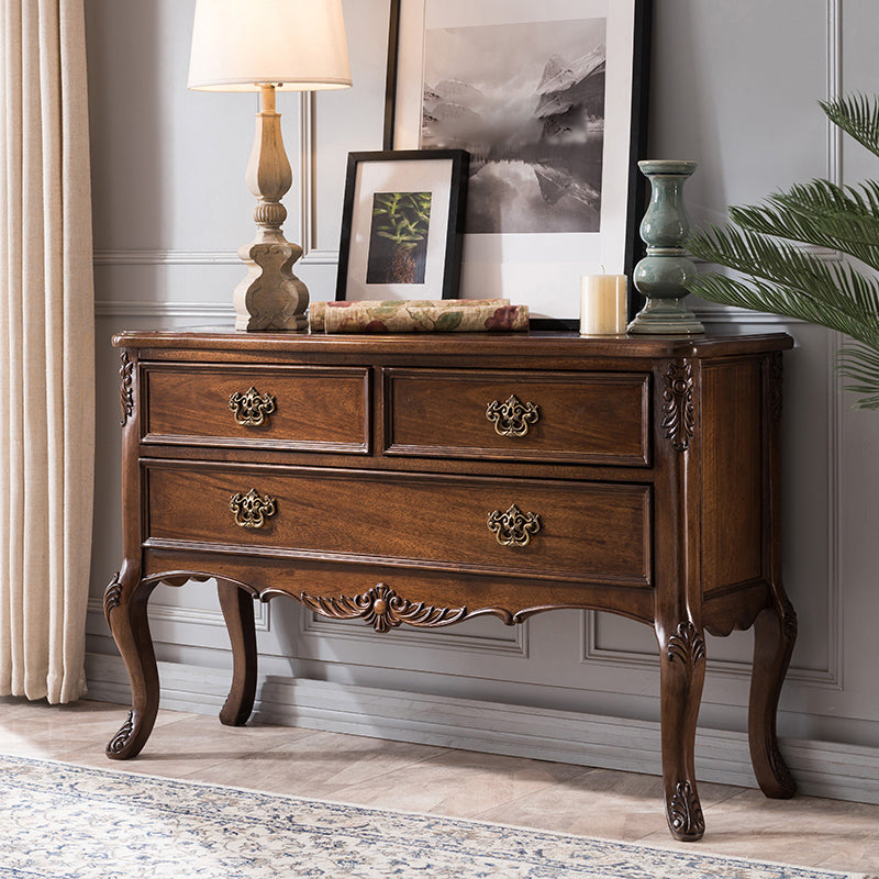 French Country Rectangle Console Table Wood Console Sofa Table with Drawers for Hall