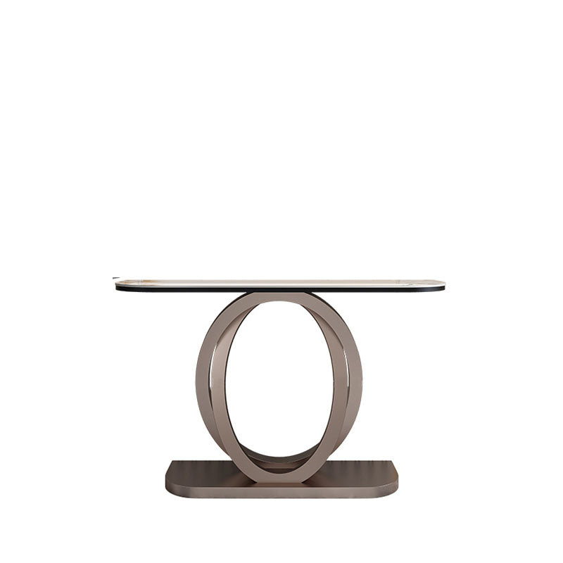 Stone Half Moon Console Table 1-shelf 33.46" Tall Accent Table for Hall