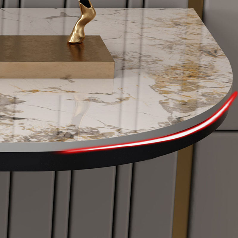 Stone Half Moon Console Table 1-shelf 33.46" Tall Accent Table for Hall