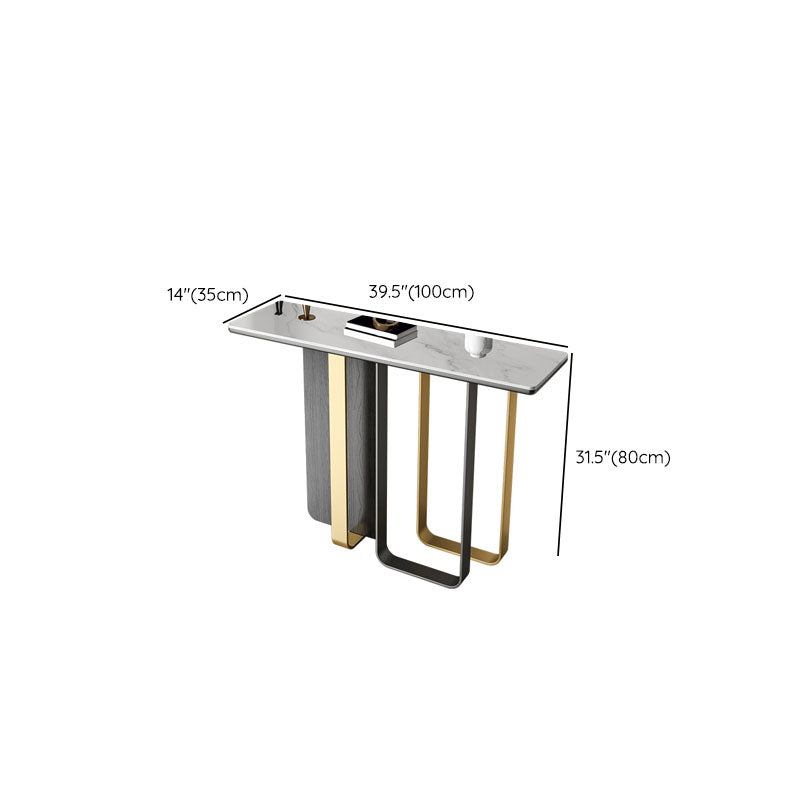 Glam Rectangle Console Table Stain Resistant Stone Console Sofa Table for Hall