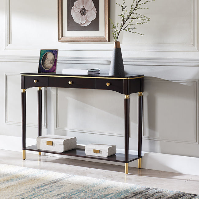 Mid-Century Modern Wood Console Table Rectangle Black Console Sofa Table for Hall