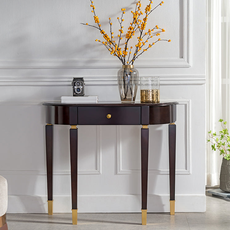 Mid-Century Modern Wood Console Table Half Moon Console Sofa Table for Hall