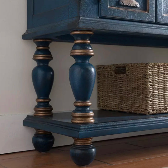 French Country Rectangle Console Table Rubber Wood Console Accent Table for Hall