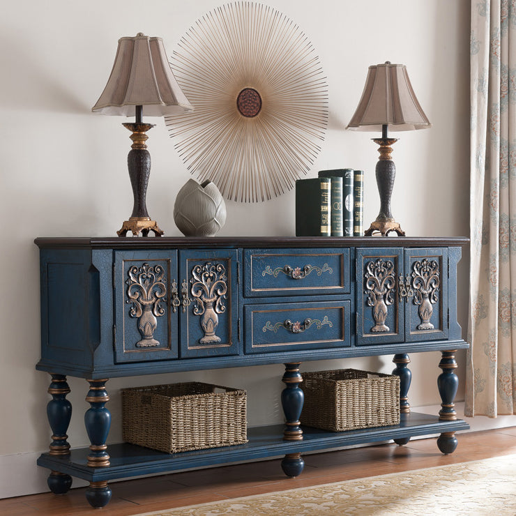 French Country Rectangle Console Table Rubber Wood Console Accent Table for Hall