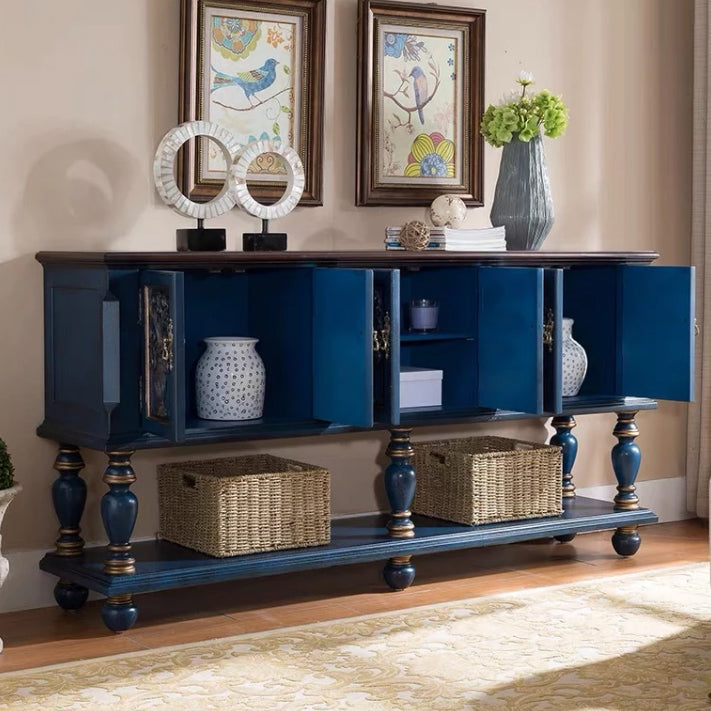 French Country Rectangle Console Table Rubber Wood Console Accent Table for Hall