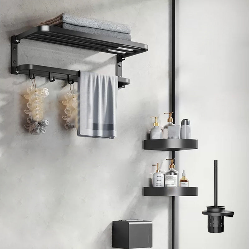 Modern Matte Black Bathroom Accessory Set Towel Bar/Paper Holder/Robe Hook Included