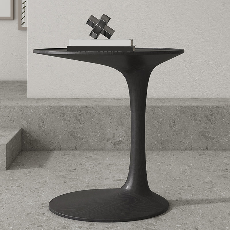 Contemporary C Side Table Slate/Metal Top Oval End Table for Living Room