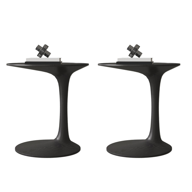 Contemporary C Side Table Slate/Metal Top Oval End Table for Living Room