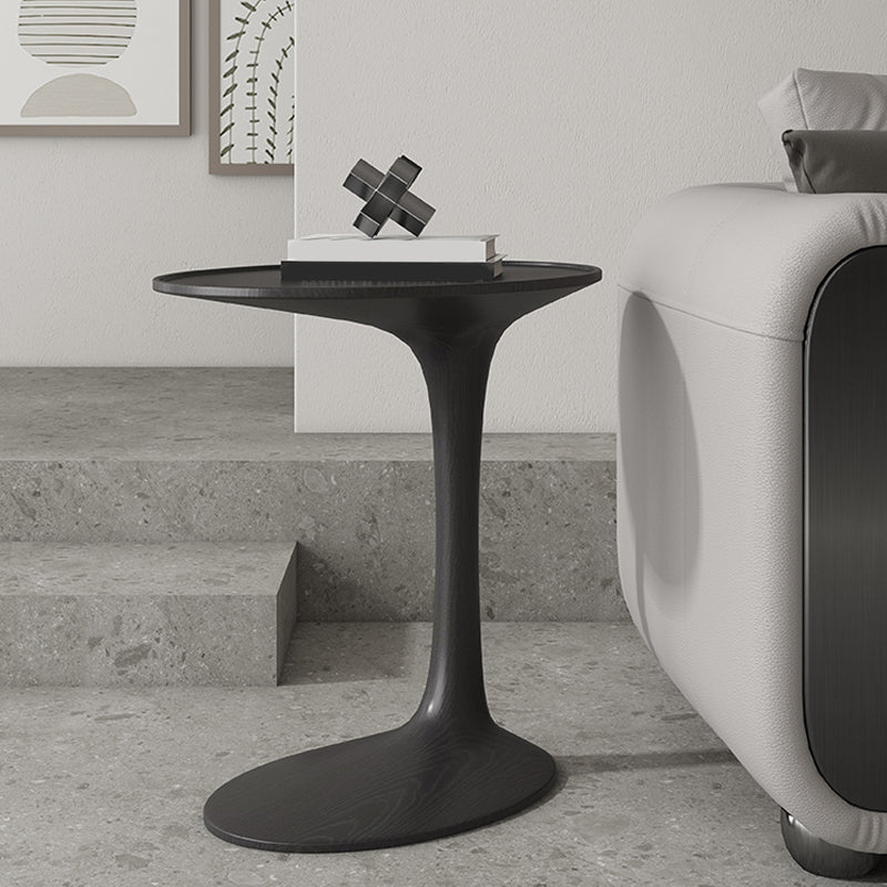 Contemporary C Side Table Slate/Metal Top Oval End Table for Living Room