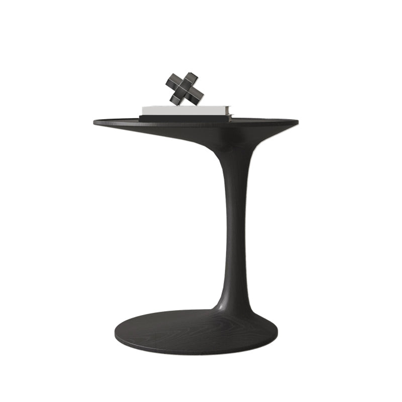 Contemporary C Side Table Slate/Metal Top Oval End Table for Living Room