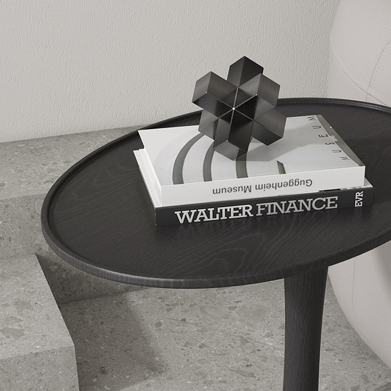 Contemporary C Side Table Slate/Metal Top Oval End Table for Living Room
