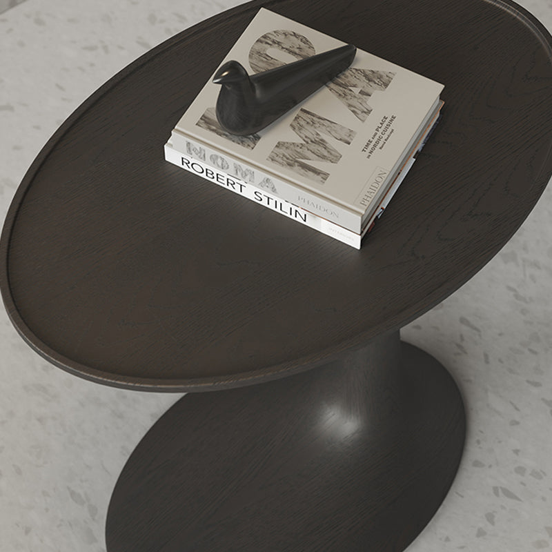 Contemporary C Side Table Slate/Metal Top Oval End Table for Living Room