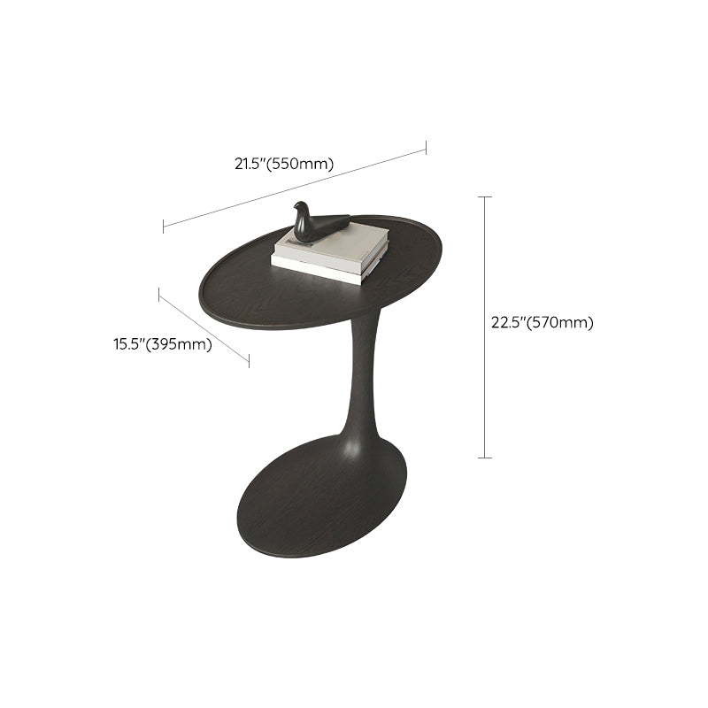 Contemporary C Side Table Slate/Metal Top Oval End Table for Living Room