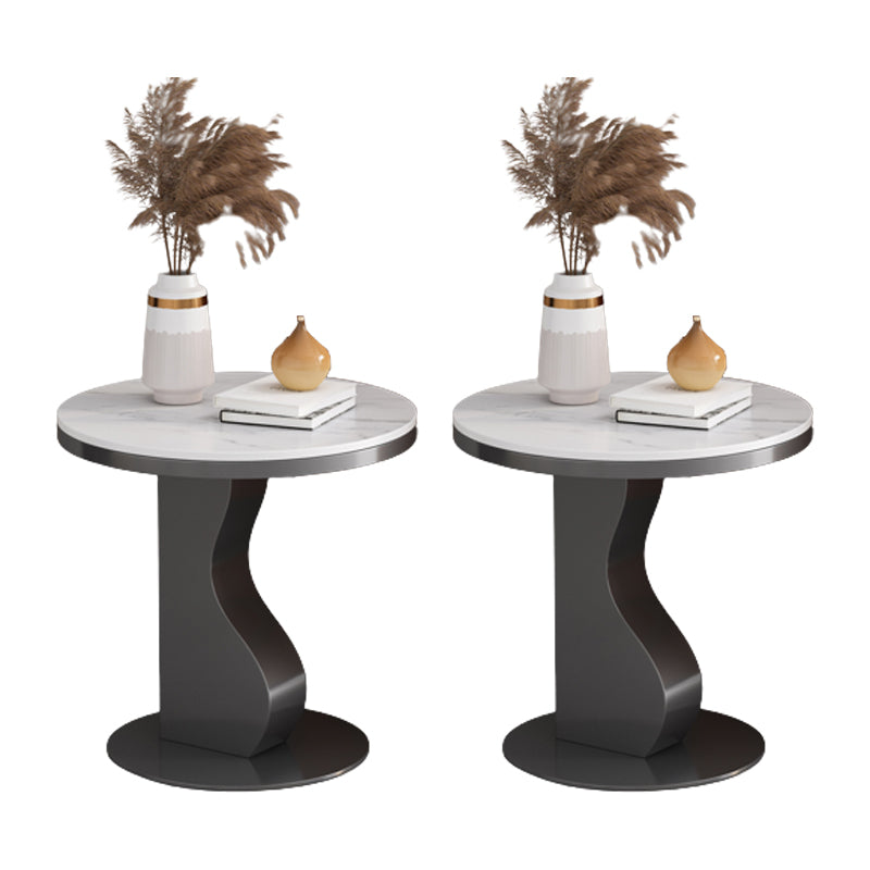 Stone & Iron End Table Dia 19.69" High Round Sofa Side Accent Table