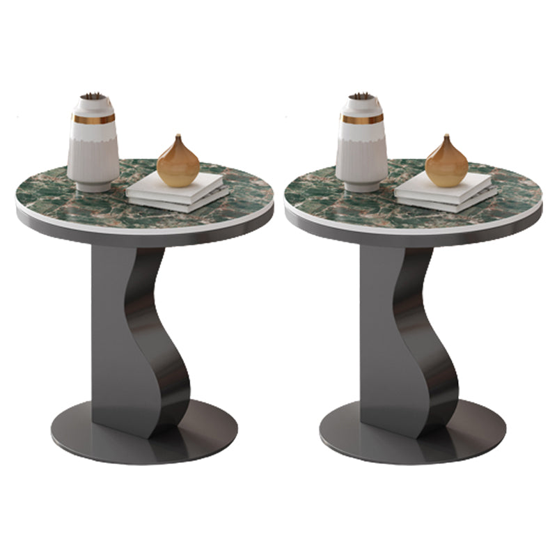 Stone & Iron End Table Dia 19.69" High Round Sofa Side Accent Table