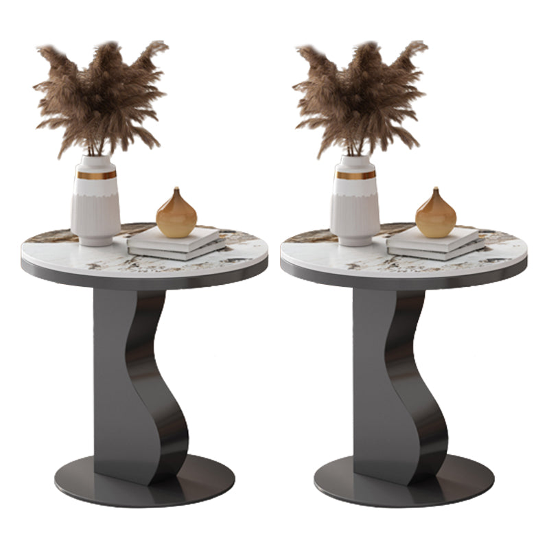 Stone & Iron End Table Dia 19.69" High Round Sofa Side Accent Table