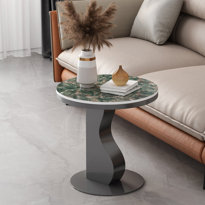 Stone & Iron End Table Dia 19.69" High Round Sofa Side Accent Table