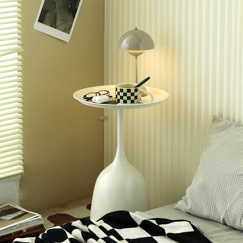 Round Top Side Table Metal 1 Leg Base Living Room End  Side Table