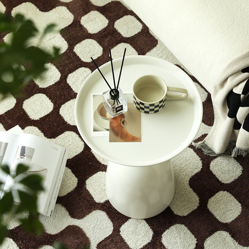 Round Top Side Table Metal 1 Leg Base Living Room End  Side Table