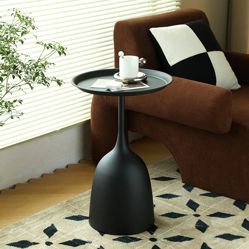Round Top Side Table Metal 1 Leg Base Living Room End  Side Table