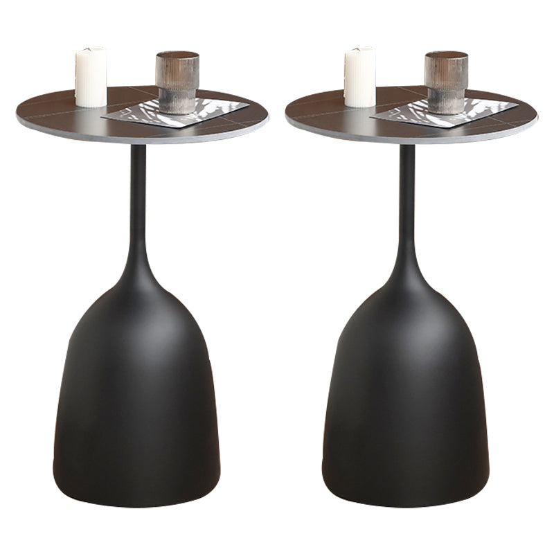 Round Top Side Table Metal 1 Leg Base Living Room End  Side Table