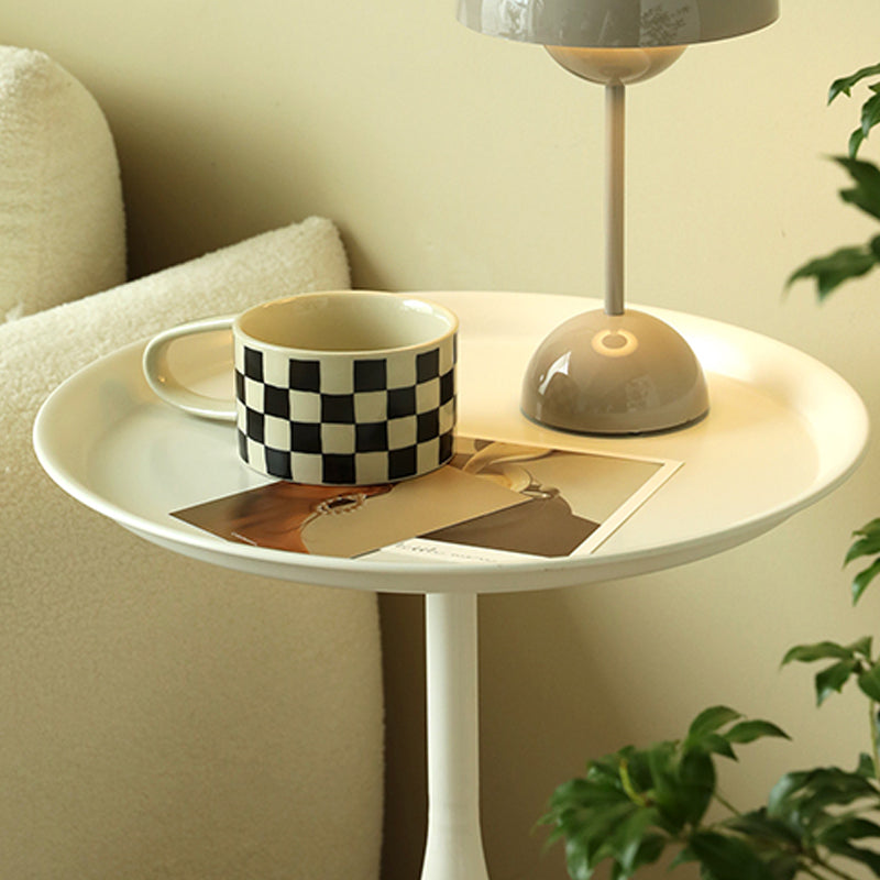 Round Top Side Table Metal 1 Leg Base Living Room End  Side Table