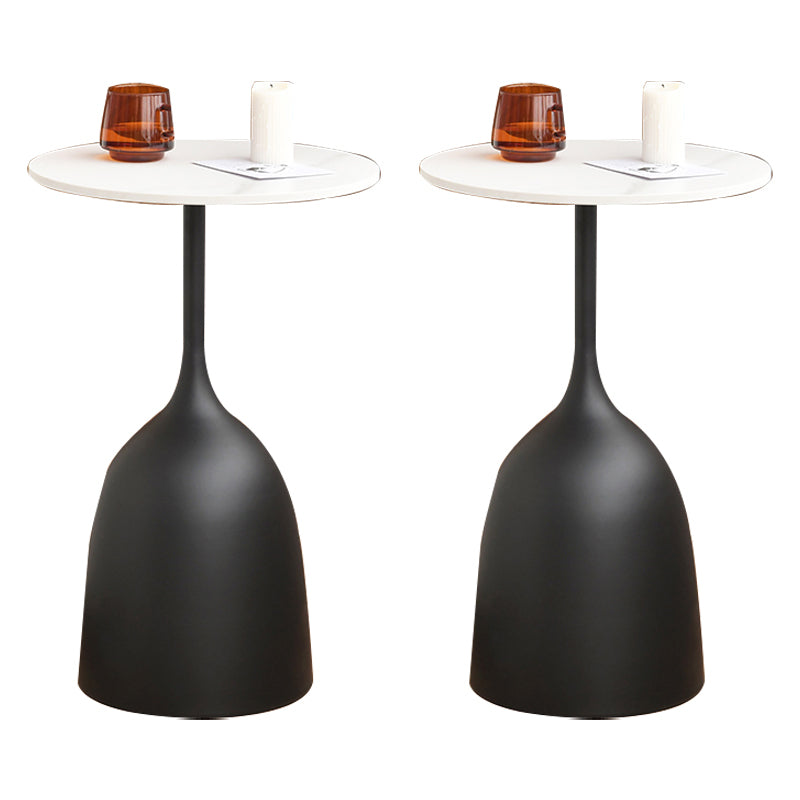 Round Top Side Table Metal 1 Leg Base Living Room End  Side Table