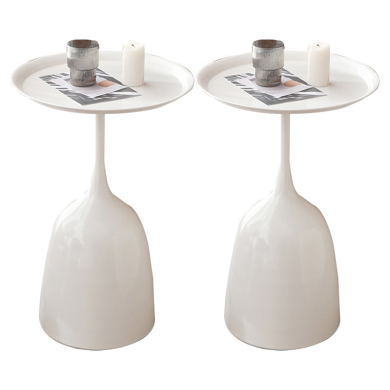 Round Top Side Table Metal 1 Leg Base Living Room End  Side Table