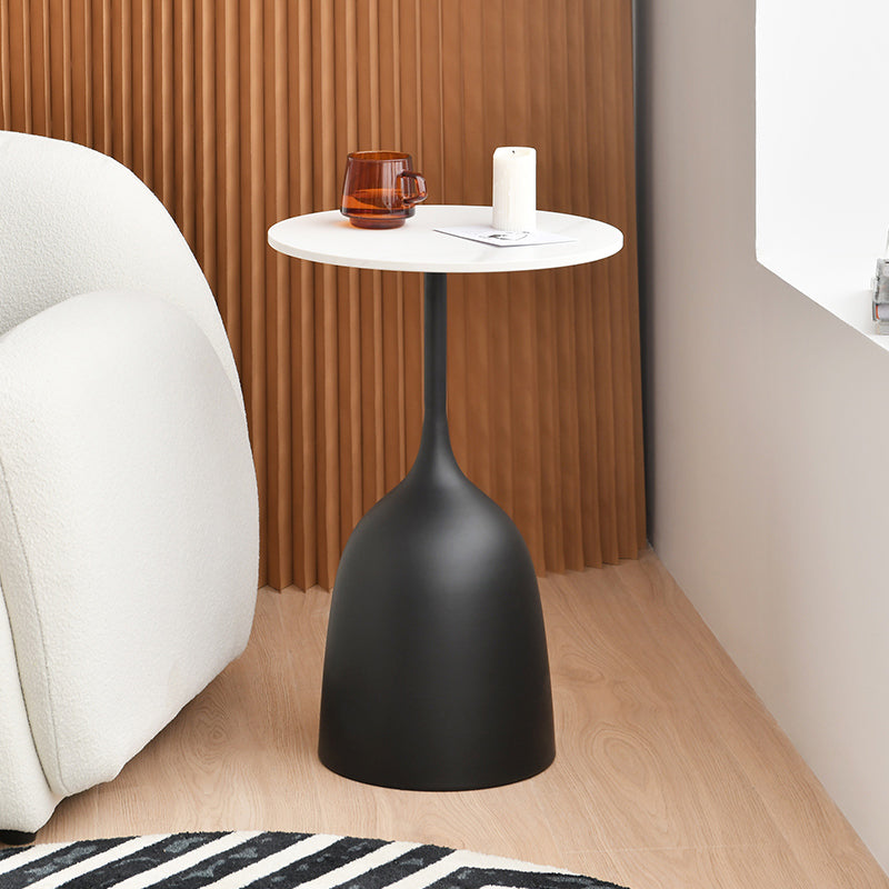 Round Top Side Table Metal 1 Leg Base Living Room End  Side Table