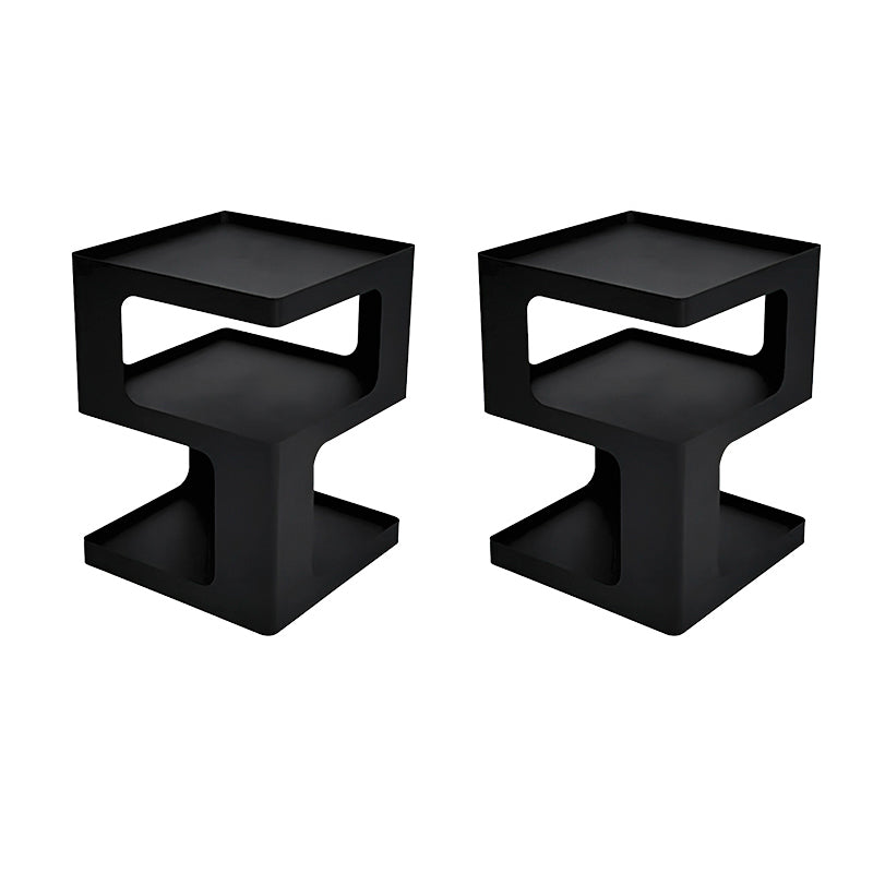 Abstract End Table Sqaure Top Accent Side Table With Shelves