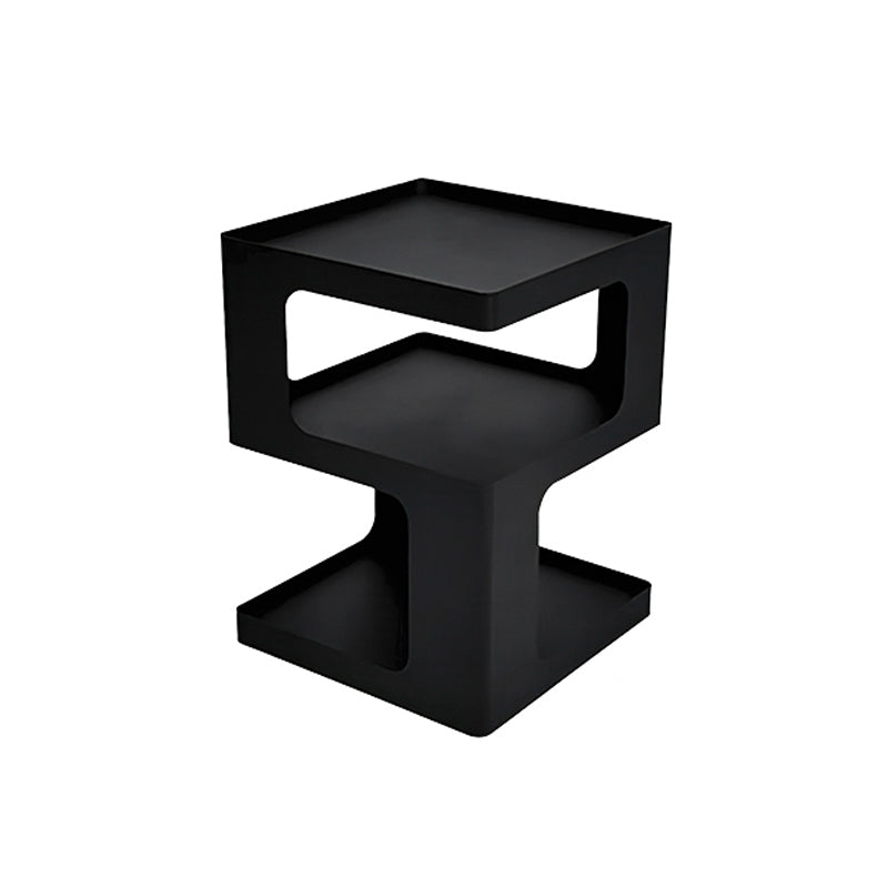 Abstract End Table Sqaure Top Accent Side Table With Shelves