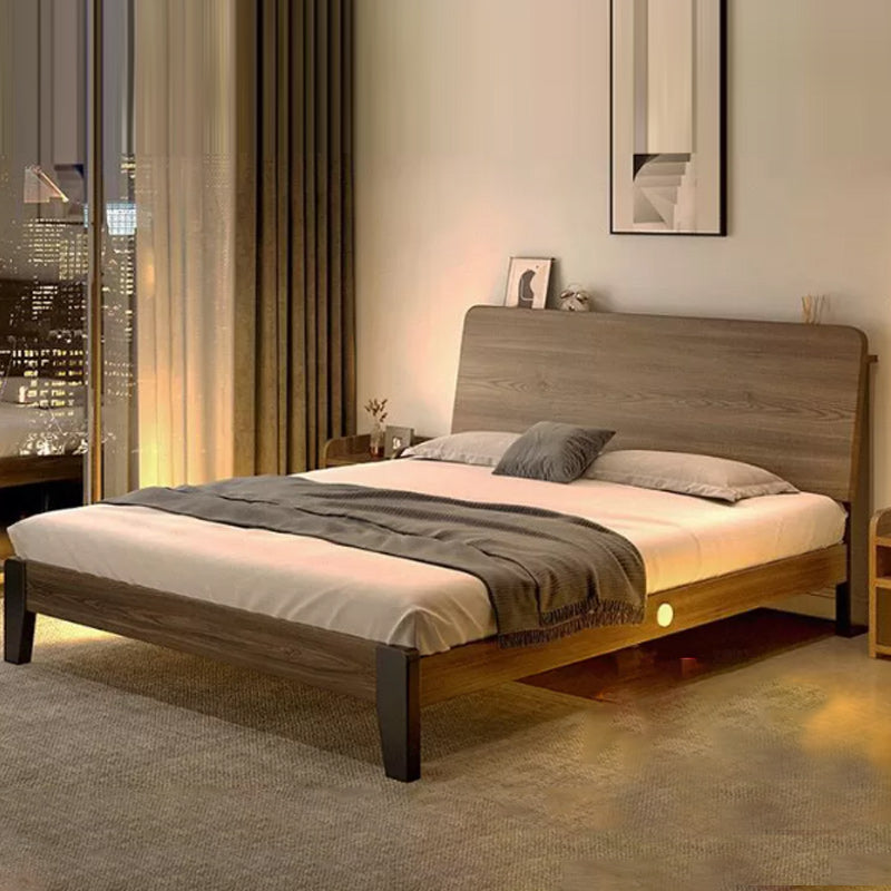Contemporary Wood Mattress Included with Headboard Rectangular Panel Bed