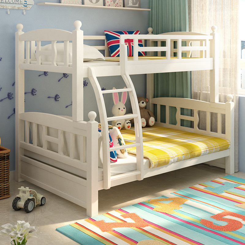 Solid Wood Bunk Bed Modern Style White Bunk Bed with Guardrail