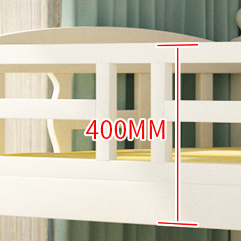 Solid Wood Bunk Bed Modern Style White Bunk Bed with Guardrail